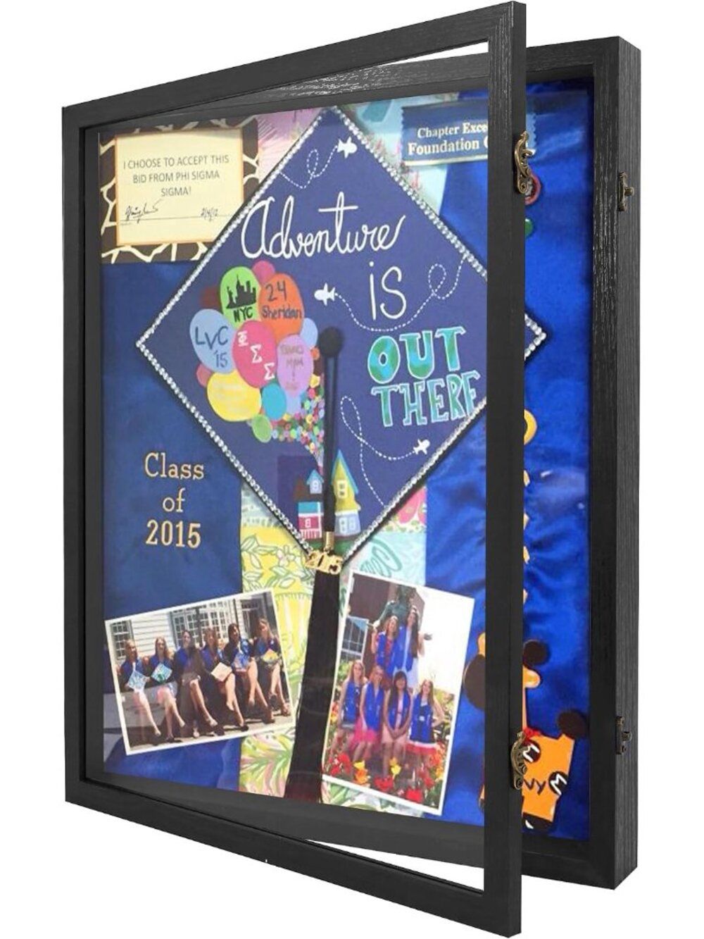Large Graduation Shadow Box Frame for Cap Gown, Black 16x20 Display Case